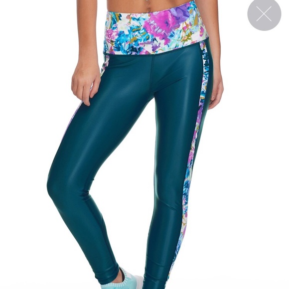 Body Glove Pants - Body Glove Active Teal “Wet Look” Leggings